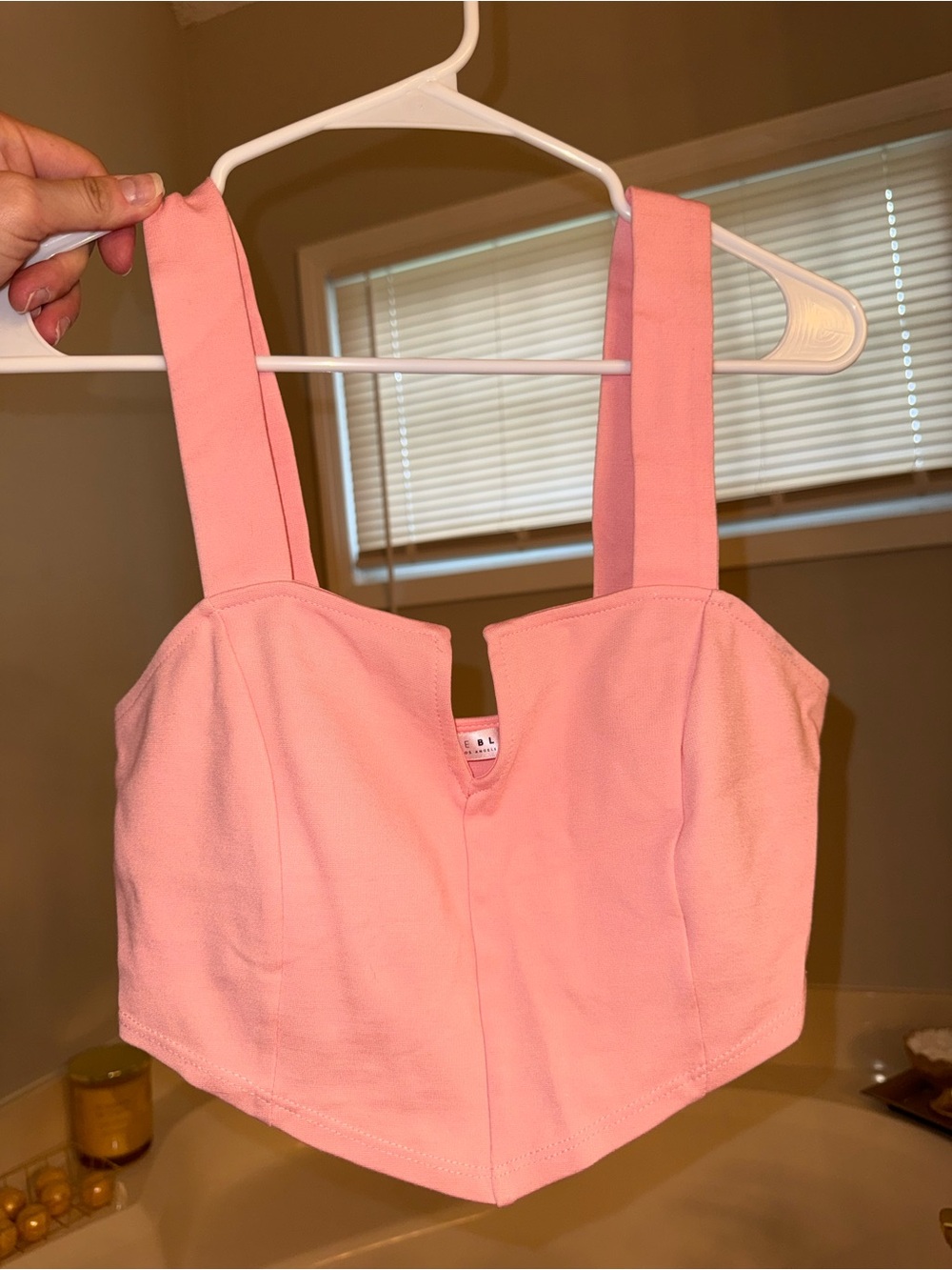 Pink Structured Cropped Tank Top